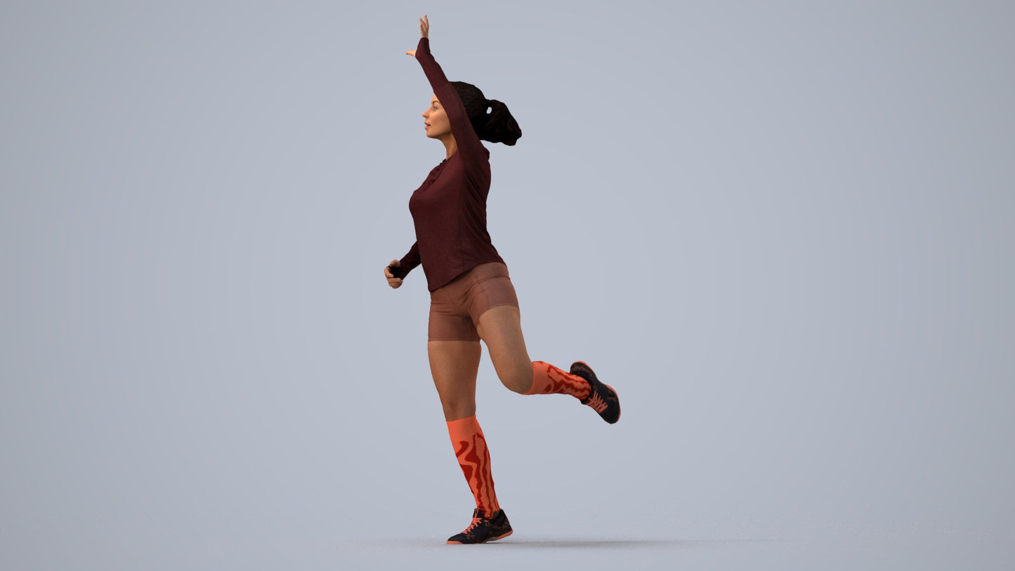 realistic 3D woman sport, scanned archviz people for Blender and 3ds Max, three-quarter view render