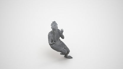 3D scanned woman sitting casual, photorealistic archviz people for Enscape and SketchUp, wireframe three-quarter view
