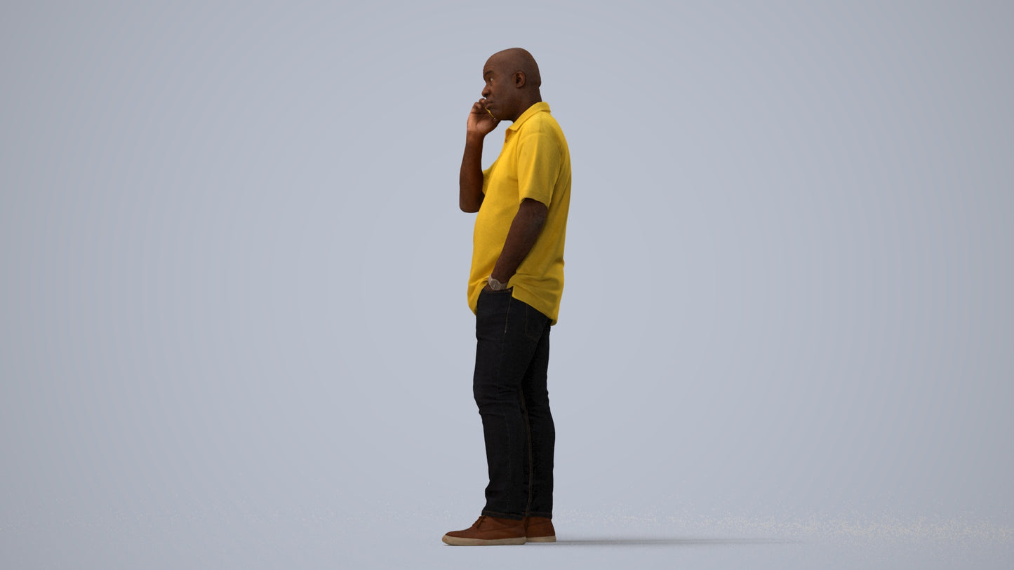 photogrammetry 3D man casual standing, realistic human model archviz FBX, three-quarter view render
