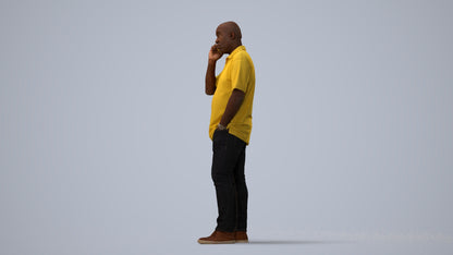 photogrammetry 3D man casual standing, realistic human model archviz FBX, three-quarter view render
