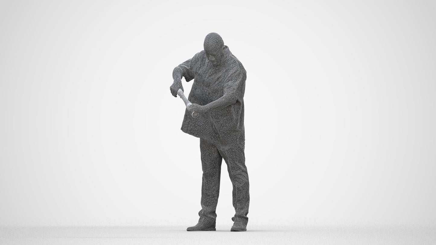 photogrammetry 3D man hospitality, realistic human model archviz FBX, wireframe back view