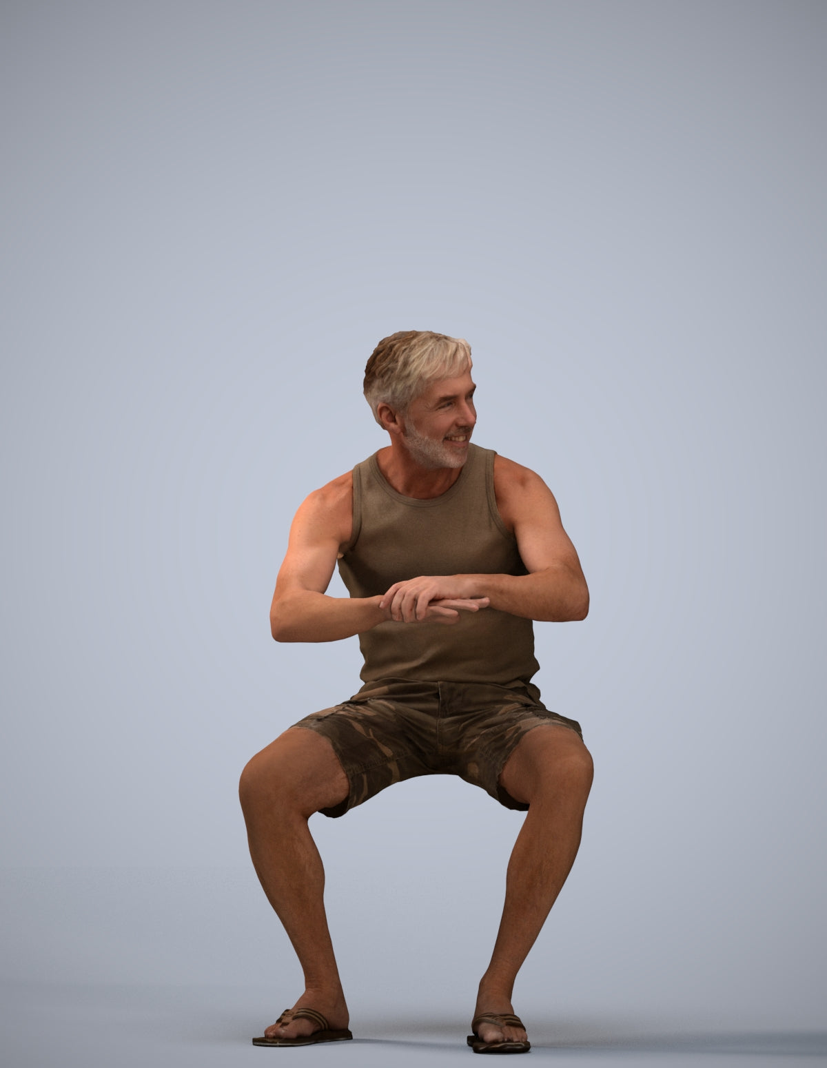 scanned 3D man casual sitting, photogrammetry people for Enscape and V-Ray