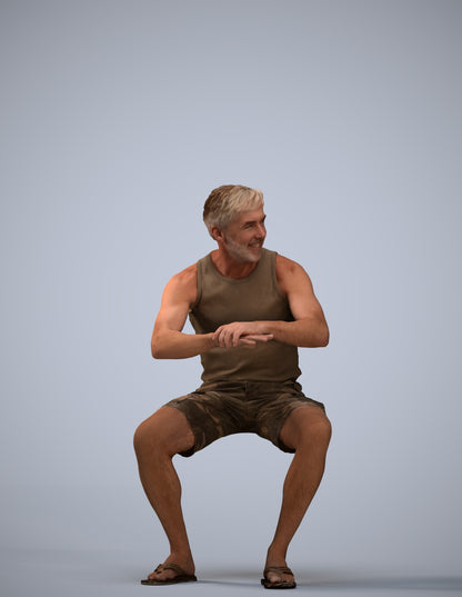 scanned 3D man casual sitting, photogrammetry people for Enscape and V-Ray