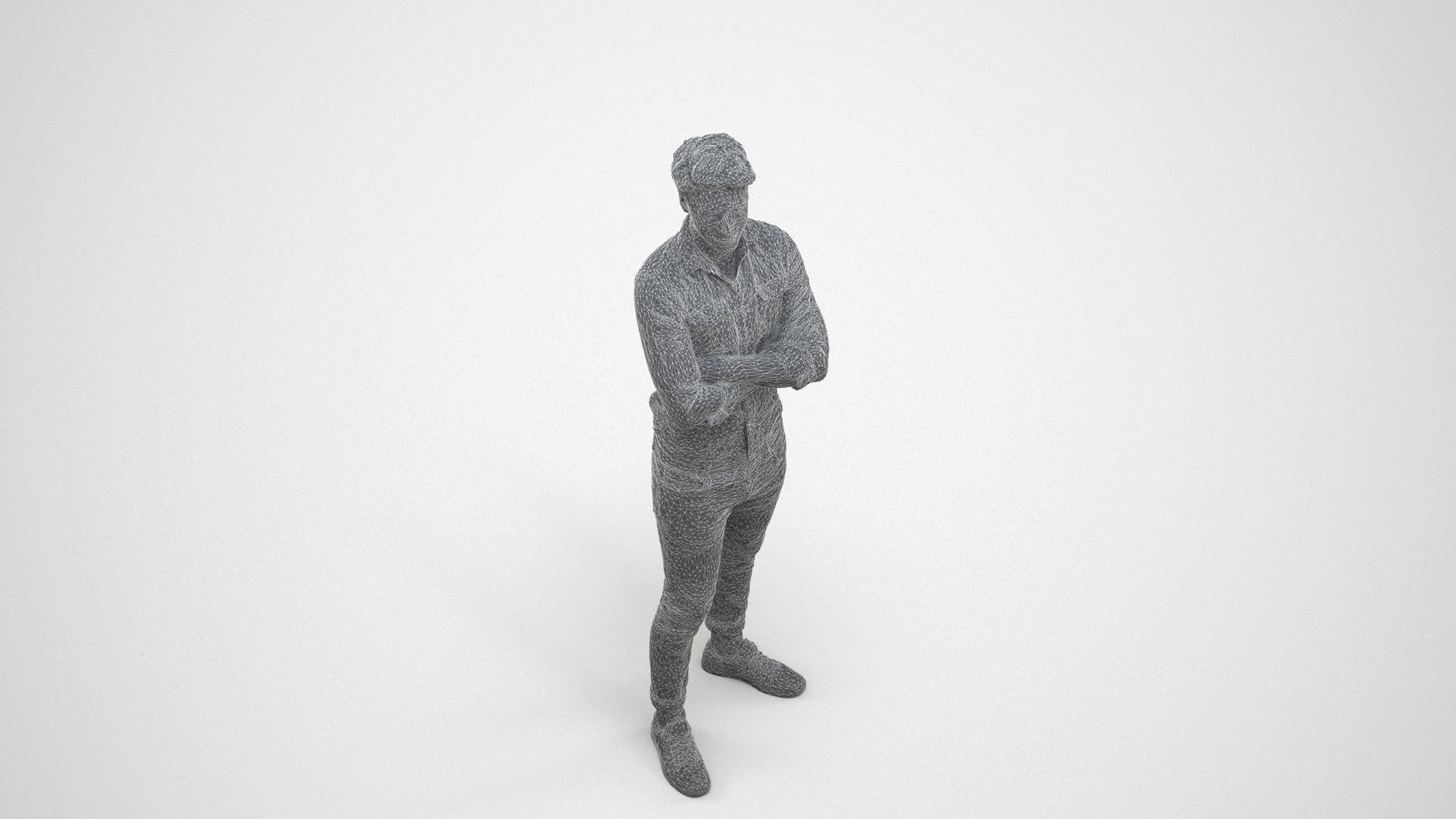 realistic 3D man casual mix, scanned archviz people for Blender and 3ds Max, wireframe three-quarter view