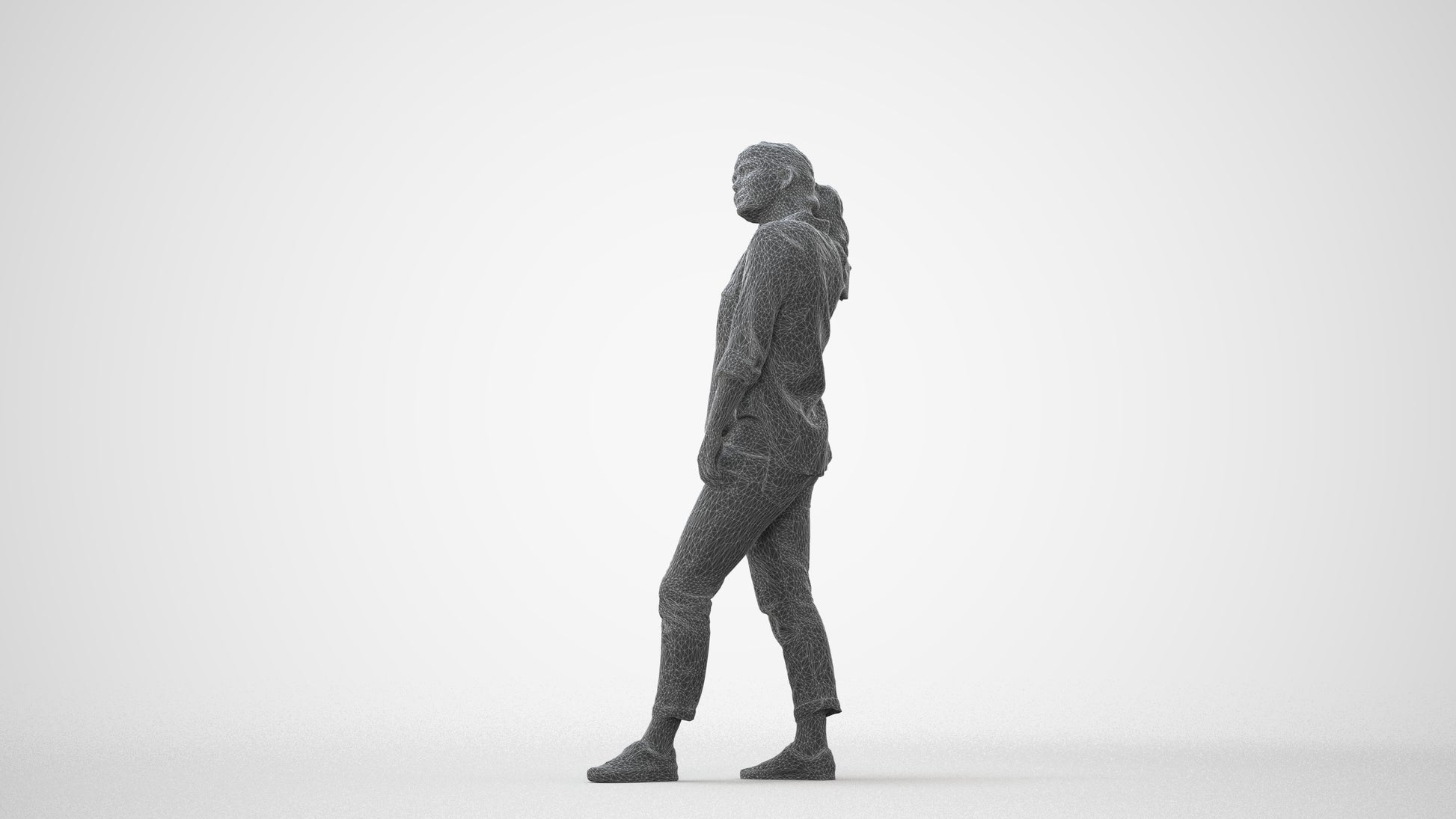 realistic 3D people woman casual standing, render-ready for V-Ray and Corona, FBX OBJ, square thumbnail