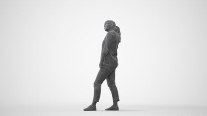 realistic 3D people woman casual standing, render-ready for V-Ray and Corona, FBX OBJ, square thumbnail