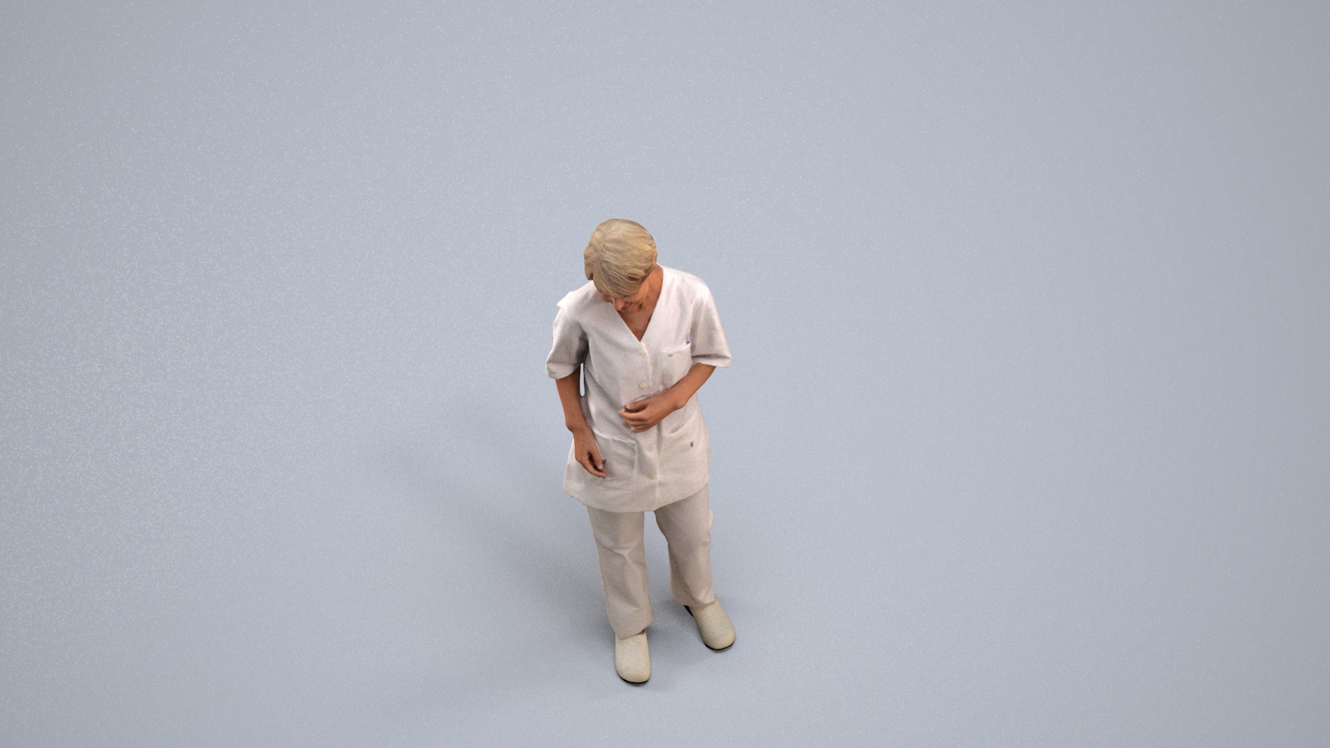 3D people model senior woman medical, scanned human for 3ds Max rendering, back view render