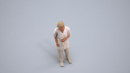 3D people model senior woman medical, scanned human for 3ds Max rendering, back view render