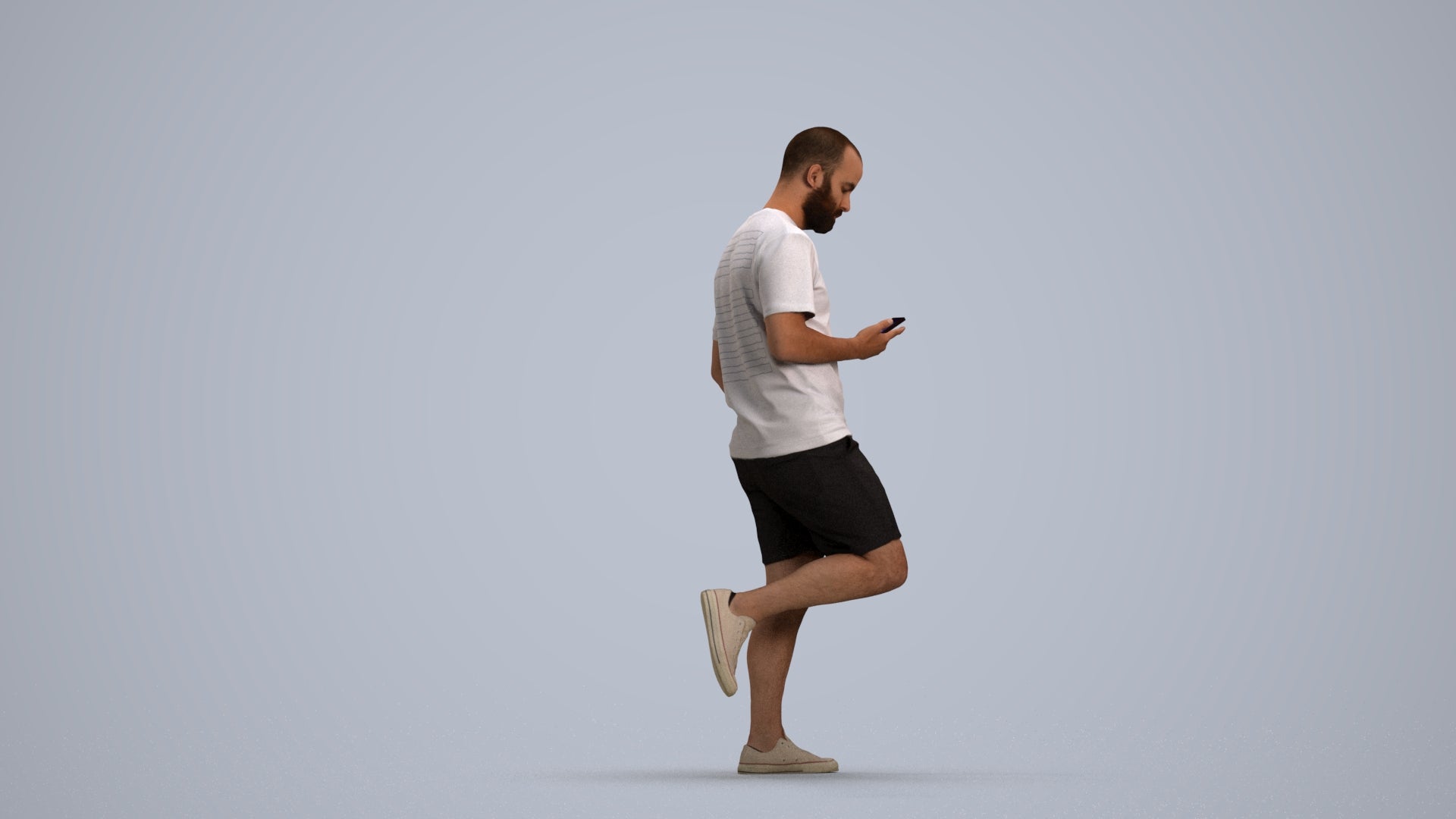 photogrammetry 3D man casual walking, realistic human model archviz FBX, front view render