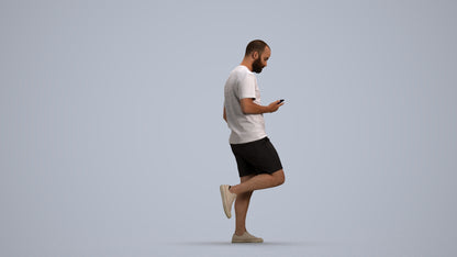 photogrammetry 3D man casual walking, realistic human model archviz FBX, front view render