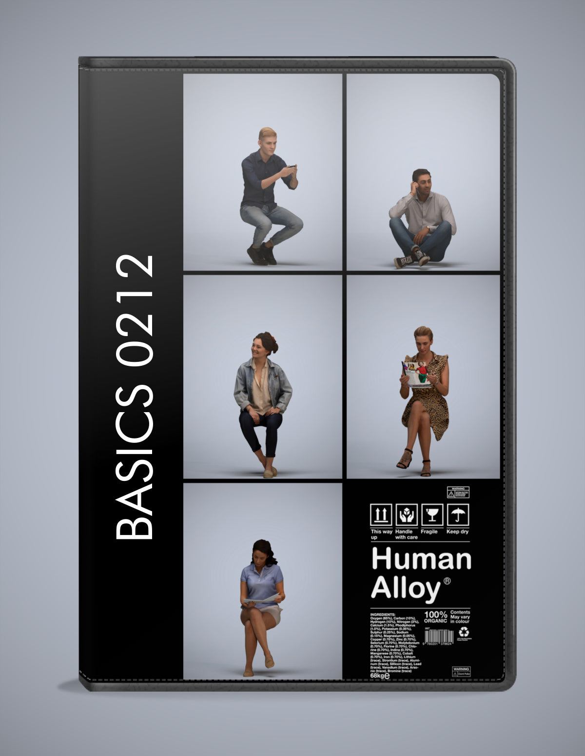 realistic 3D humans sitting pack, 5 archviz people FBX OBJ for Blender