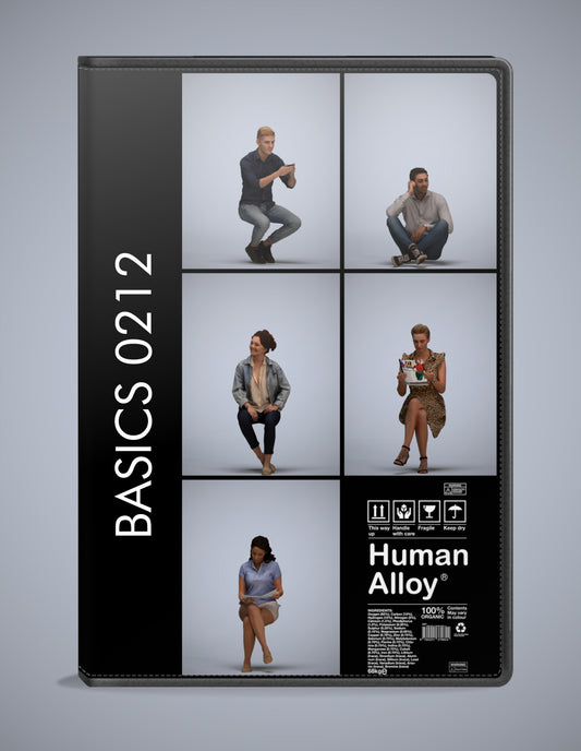 realistic 3D humans sitting pack, 5 archviz people FBX OBJ for Blender