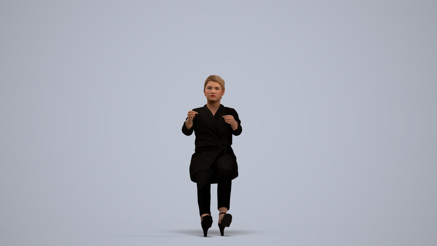 scanned 3D woman business driving, photogrammetry people for Enscape and V-Ray, standing pose render