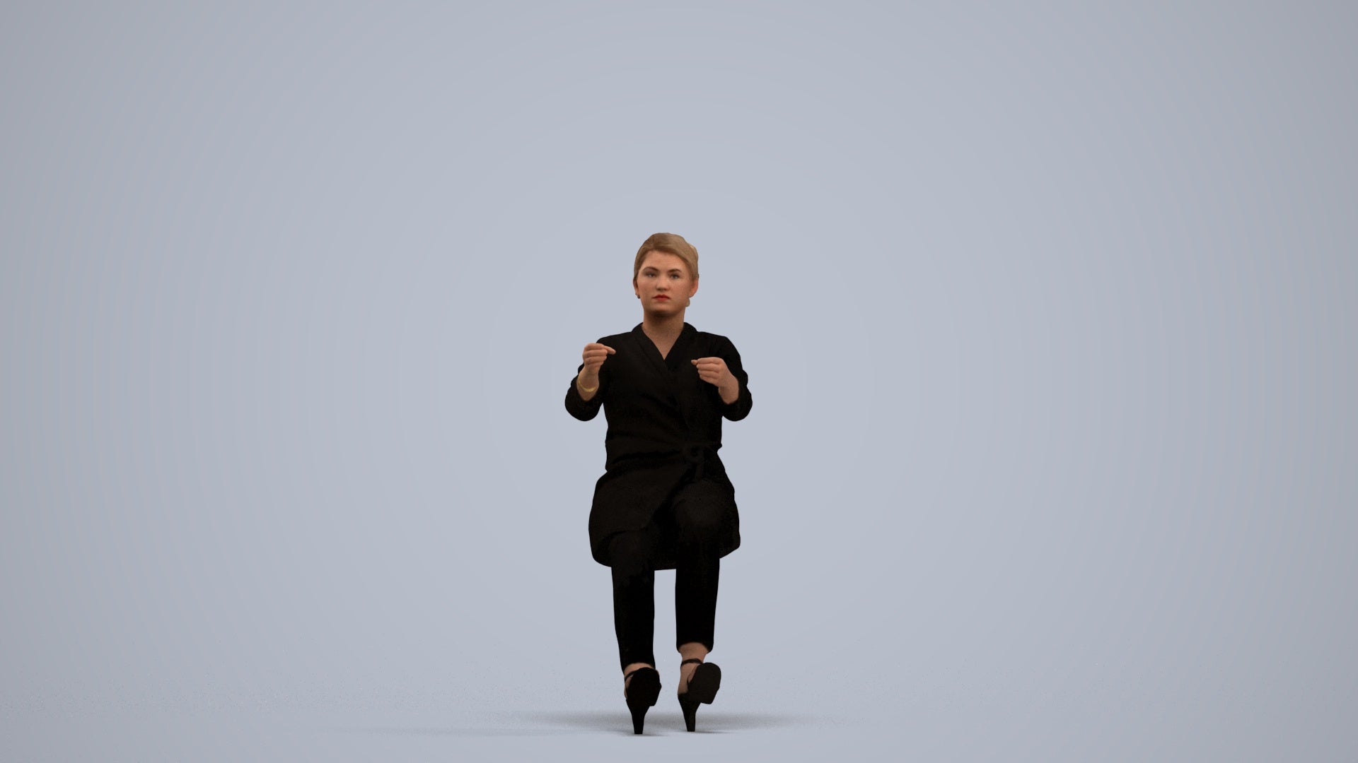 scanned 3D woman business driving, photogrammetry people for Enscape and V-Ray, standing pose render