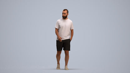 3D scanned man walking casual, photorealistic archviz people for Enscape and SketchUp, standing pose render