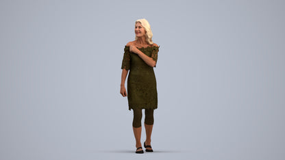 3D scanned senior woman business casual, photorealistic archviz people for Enscape and SketchUp, standing pose render