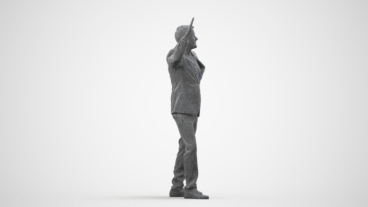 realistic 3D human man formal dancing, archviz people FBX OBJ for Blender, wireframe side view
