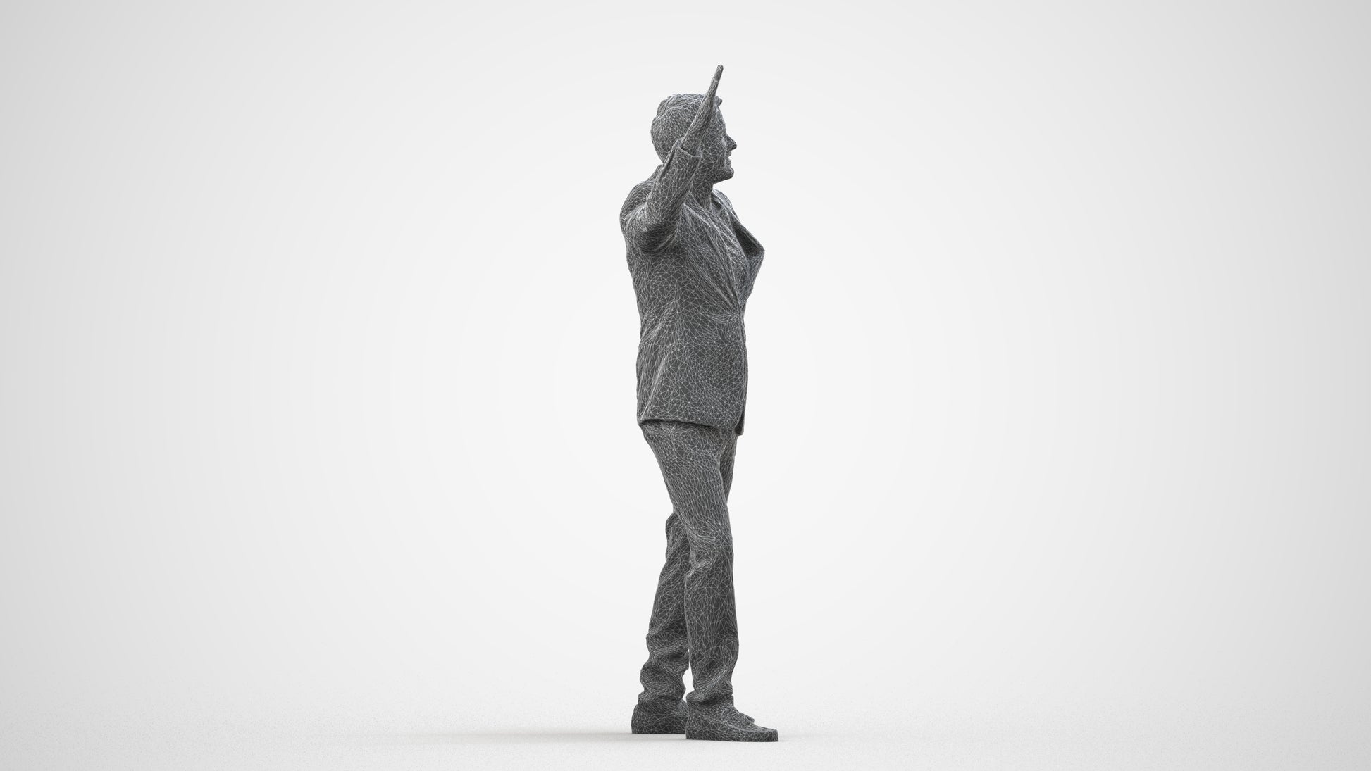 realistic 3D human man formal dancing, archviz people FBX OBJ for Blender, wireframe side view