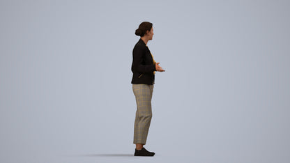realistic 3D people woman business standing, render-ready for V-Ray and Corona, FBX OBJ, side view render