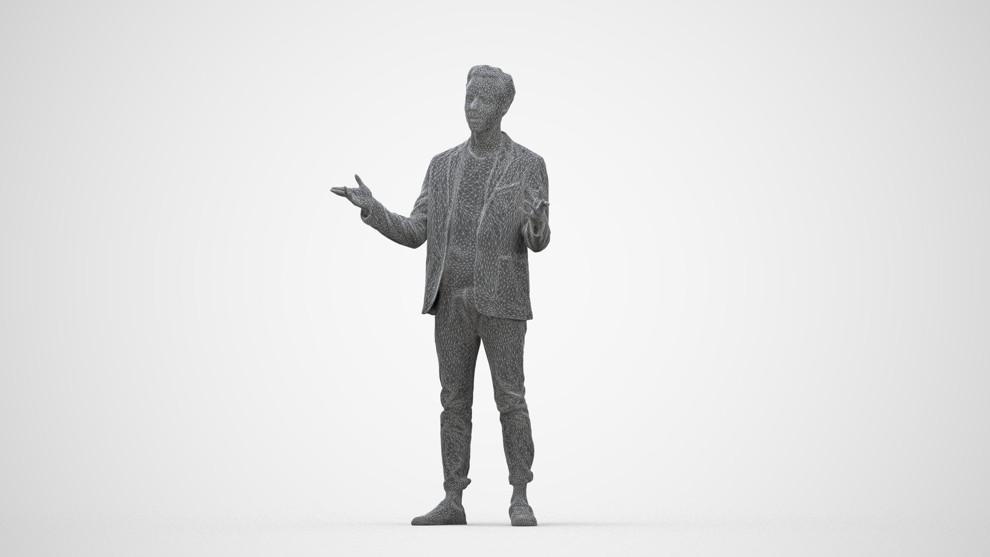 realistic 3D people man business, render-ready for V-Ray and Corona, FBX OBJ, wireframe back view