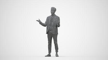realistic 3D people man business, render-ready for V-Ray and Corona, FBX OBJ, wireframe back view