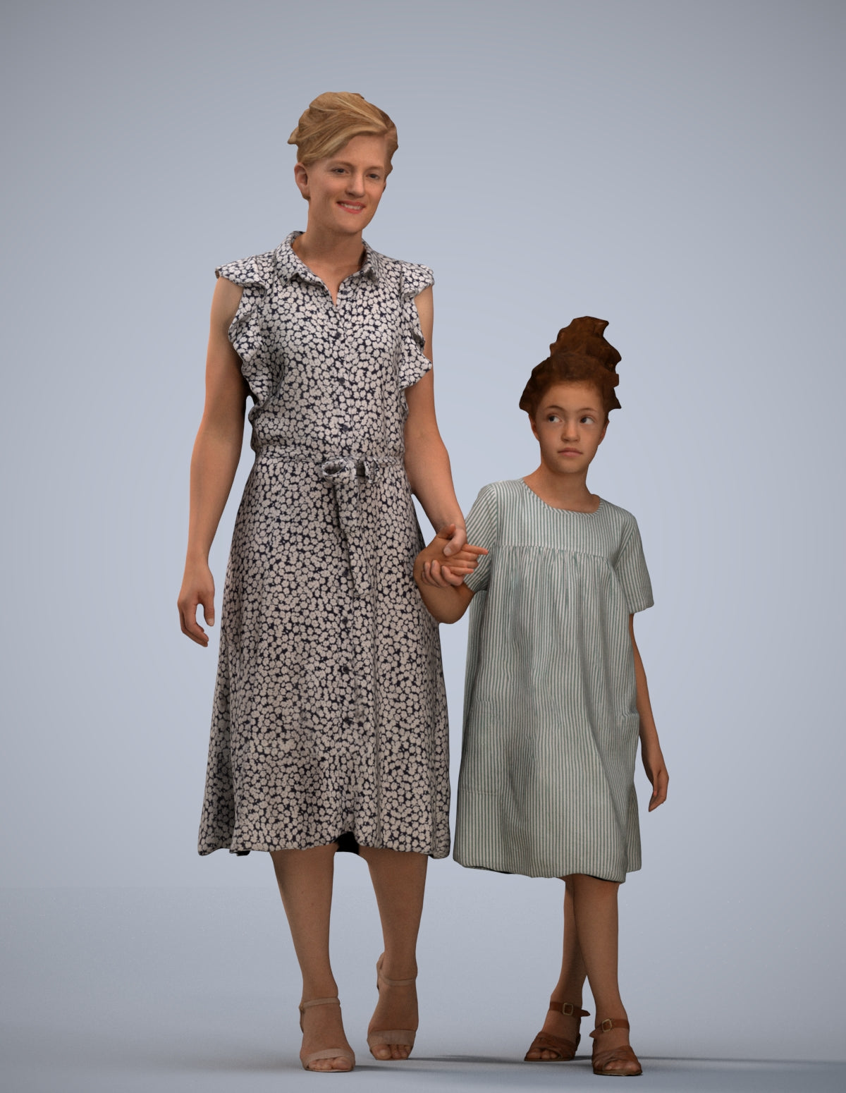 3D scanned girl kids casual, photorealistic archviz people for Enscape and SketchUp