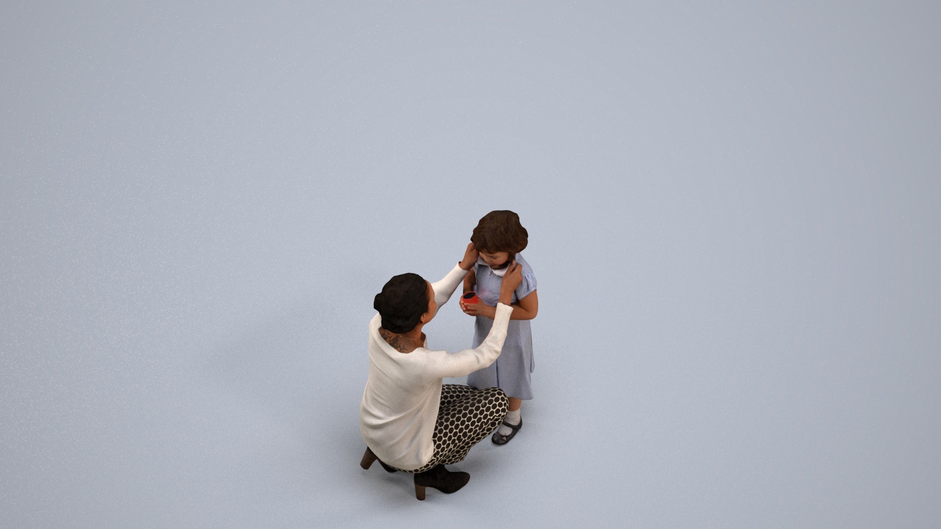 realistic 3D people woman casual kids, render-ready for V-Ray and Corona, FBX OBJ, back view render