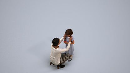 realistic 3D people woman casual kids, render-ready for V-Ray and Corona, FBX OBJ, back view render