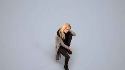 3D scanned woman sitting casual, photorealistic archviz people for Enscape and SketchUp, back view render