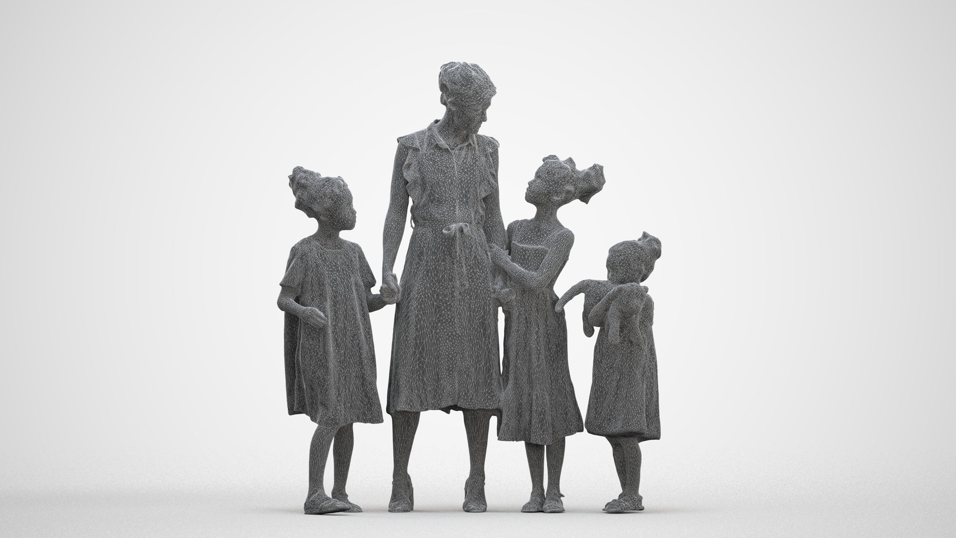scanned 3D girl casual kids, photogrammetry people for Enscape and V-Ray, three-quarter front view render