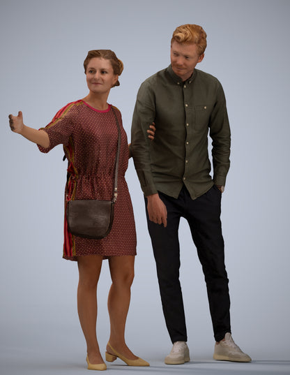 realistic 3D human woman casual couple, archviz people FBX OBJ for Blender