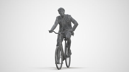 3D people model man business cycling, scanned human for 3ds Max rendering, three-quarter front view render