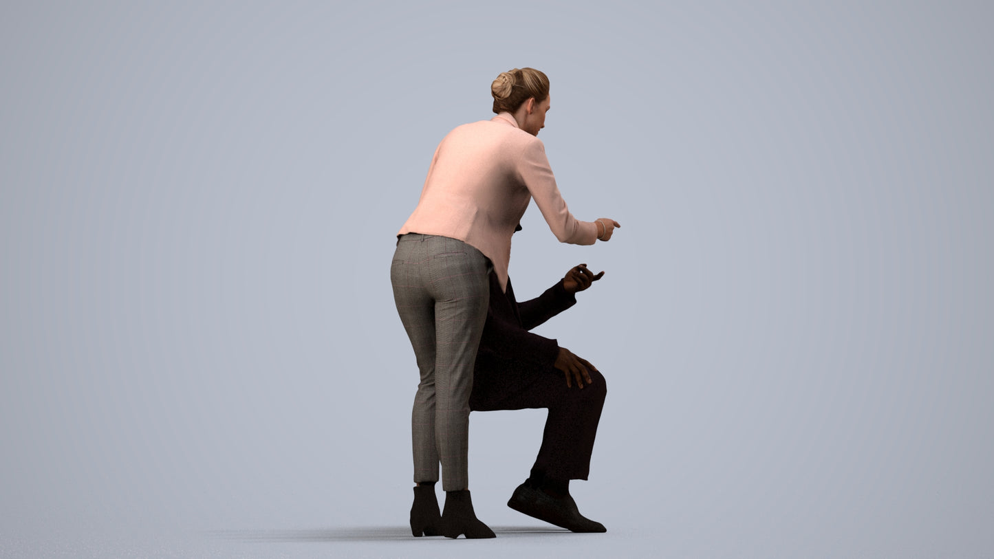 realistic 3D woman business, scanned archviz people for Blender and 3ds Max, side view render