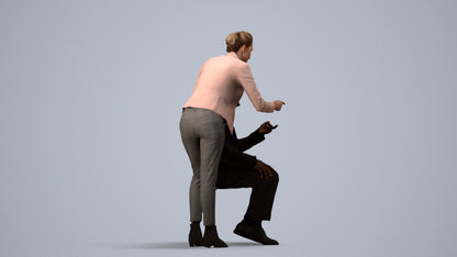 realistic 3D woman business, scanned archviz people for Blender and 3ds Max, side view render