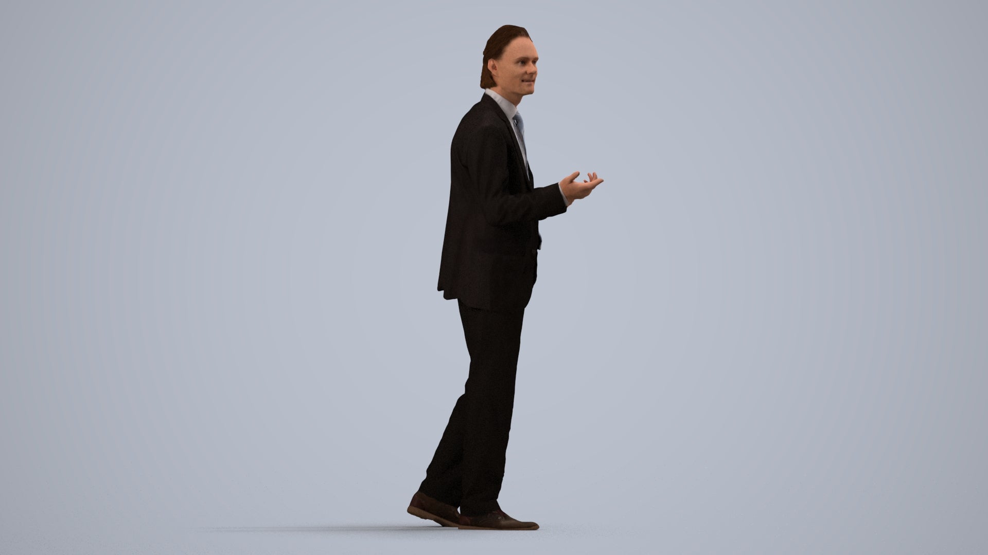 realistic 3D people man business, render-ready for V-Ray and Corona, FBX OBJ, side view render