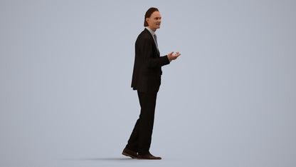 realistic 3D people man business, render-ready for V-Ray and Corona, FBX OBJ, side view render