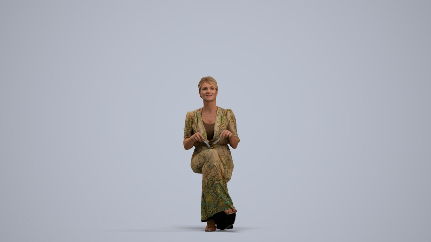 realistic 3D people woman casual sitting, render-ready for V-Ray and Corona, FBX OBJ, standing pose render
