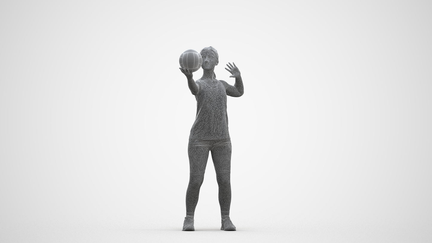 photogrammetry 3D girl sport, realistic human model archviz FBX, three-quarter front view render