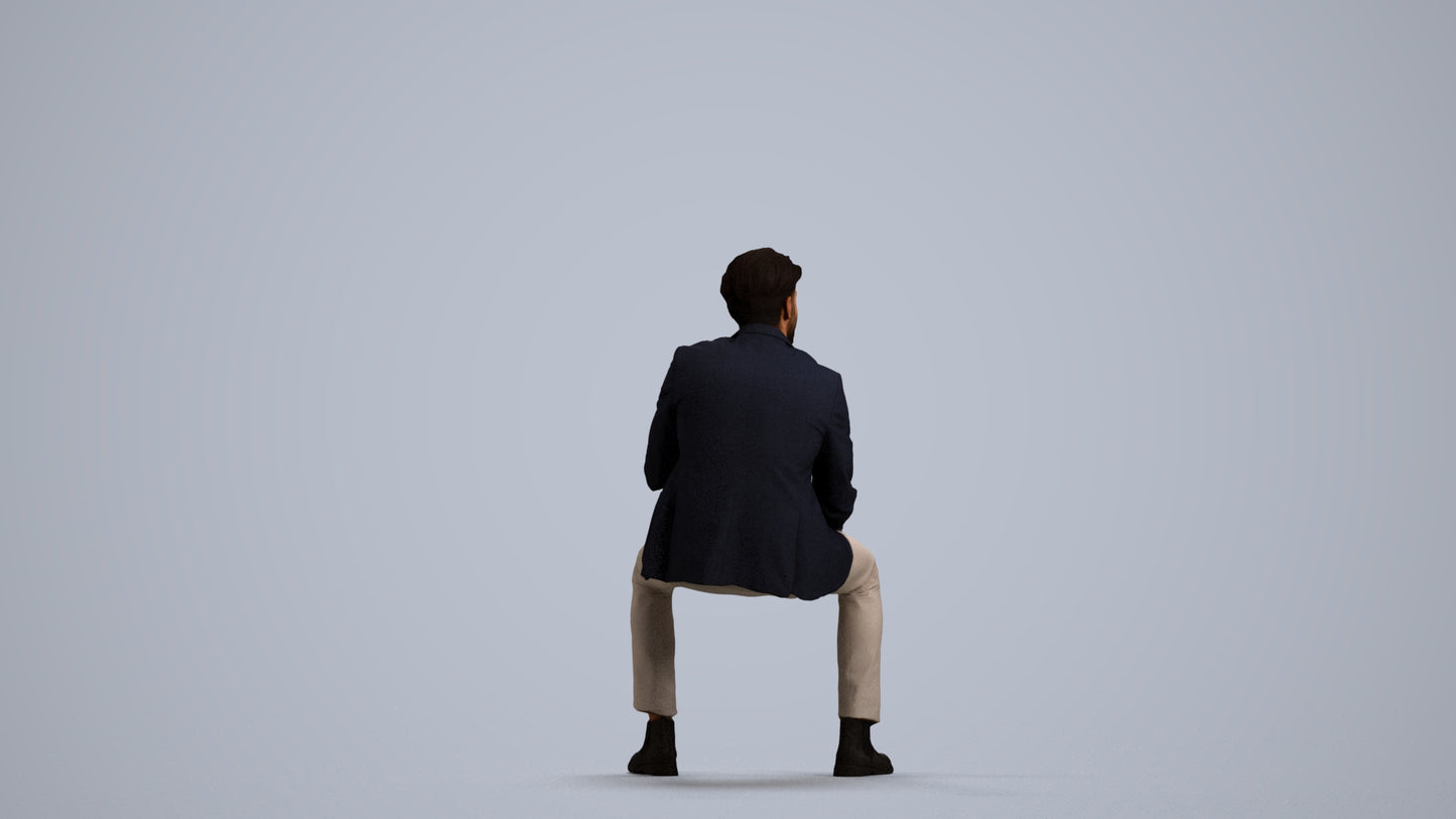 photogrammetry 3D man business, realistic human model archviz FBX, front view render