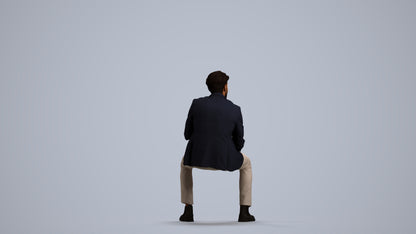 photogrammetry 3D man business, realistic human model archviz FBX, front view render