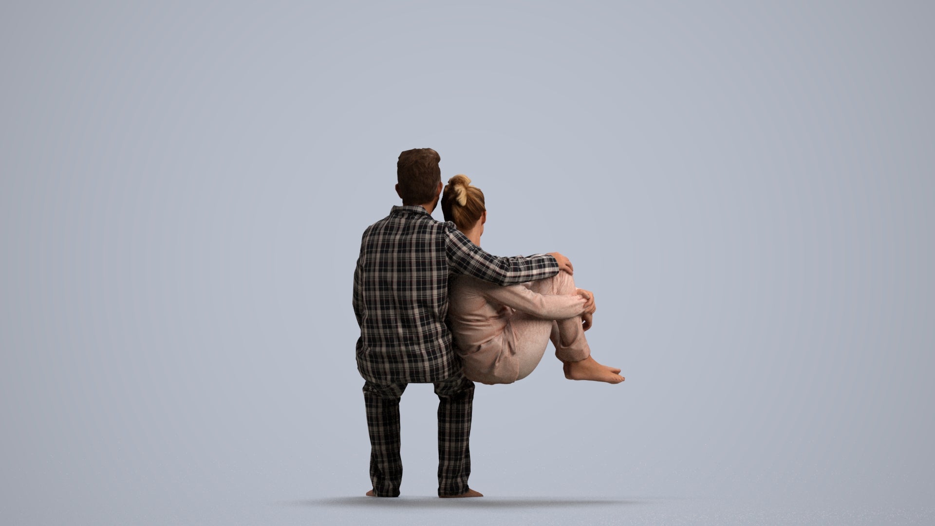 realistic 3D human woman bathroom, archviz people FBX OBJ for Blender, front view render