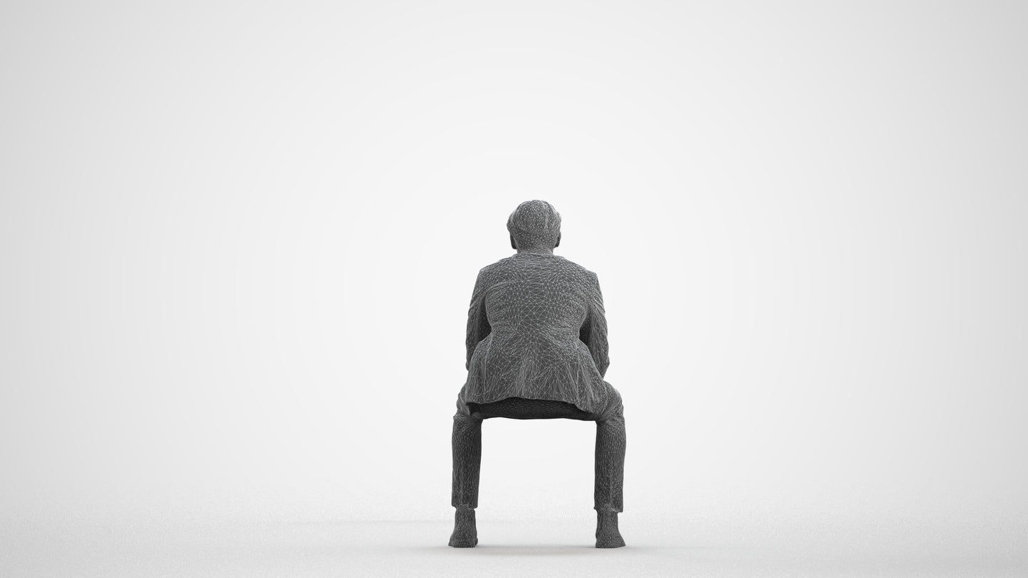 photogrammetry 3D man business, realistic human model archviz FBX, wireframe front view