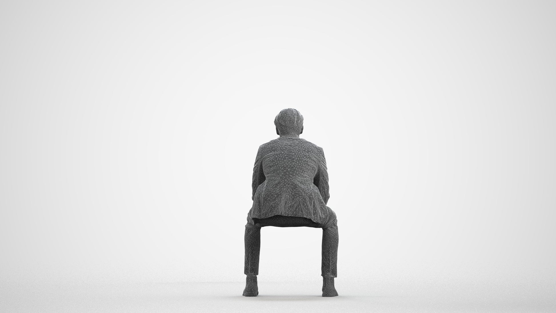 photogrammetry 3D man business, realistic human model archviz FBX, wireframe front view