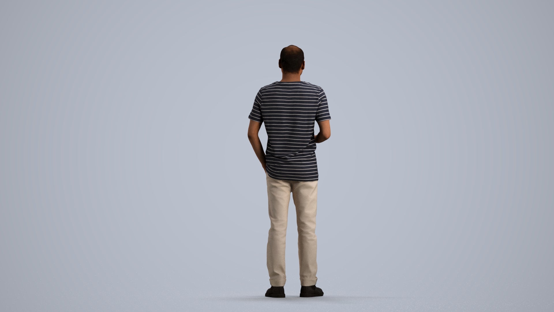 3D scanned man standing casual, photorealistic archviz people for Enscape and SketchUp, front view render