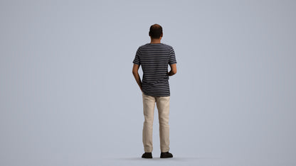 3D scanned man standing casual, photorealistic archviz people for Enscape and SketchUp, front view render