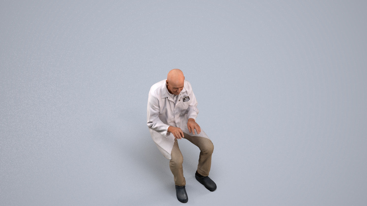 scanned 3D senior man medical, photogrammetry people for Enscape and V-Ray, back view render