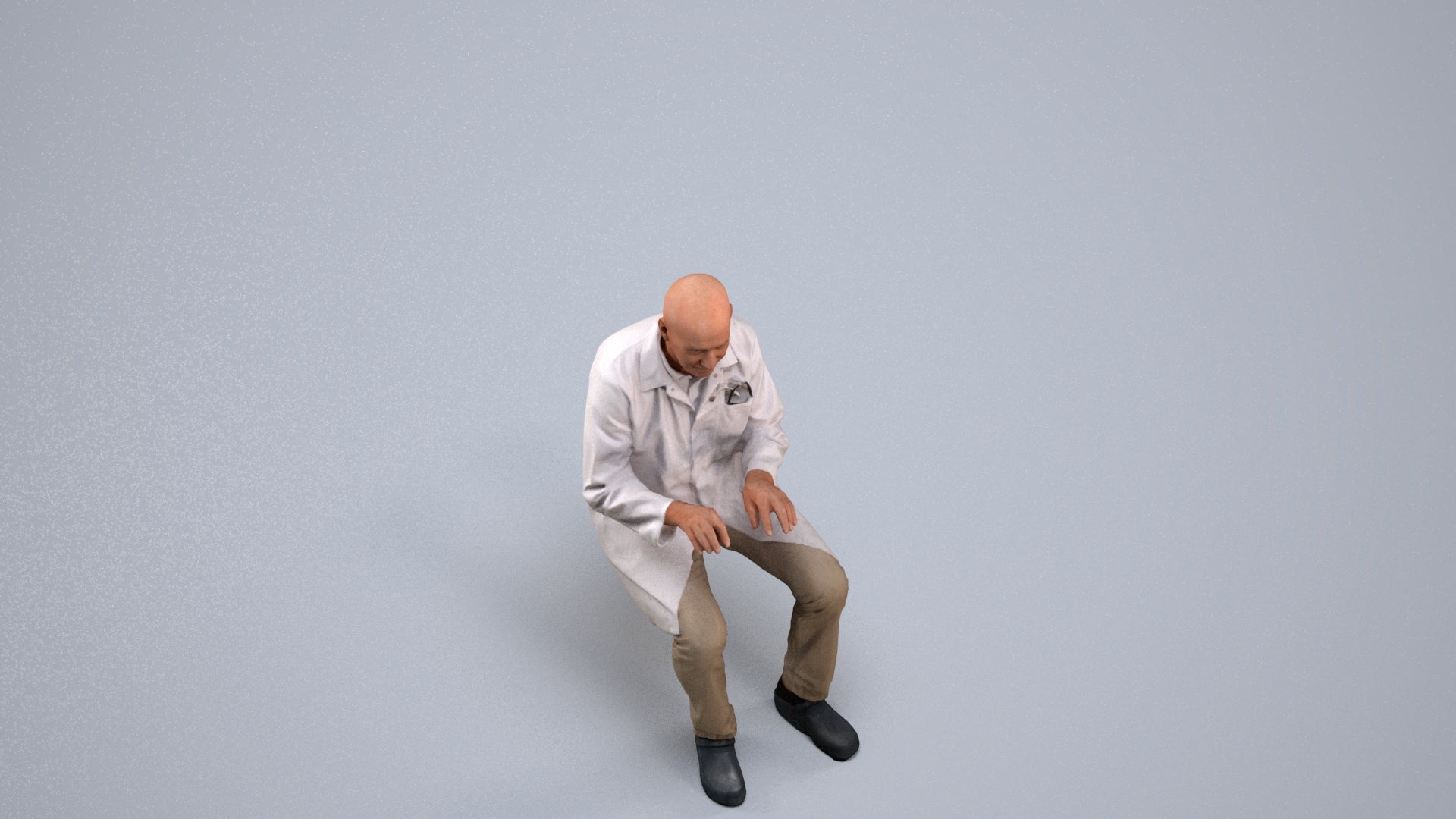 scanned 3D senior man medical, photogrammetry people for Enscape and V-Ray, back view render