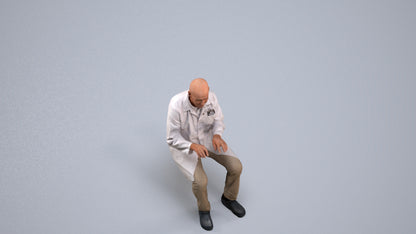 scanned 3D senior man medical, photogrammetry people for Enscape and V-Ray, back view render