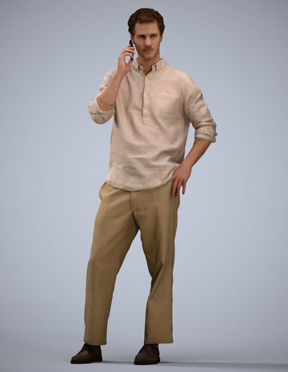 realistic 3D human man casual standing, archviz people FBX OBJ for Blender