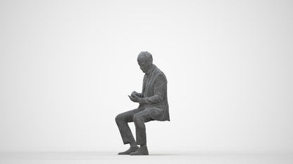 photogrammetry 3D man business, realistic human model archviz FBX, wireframe back view